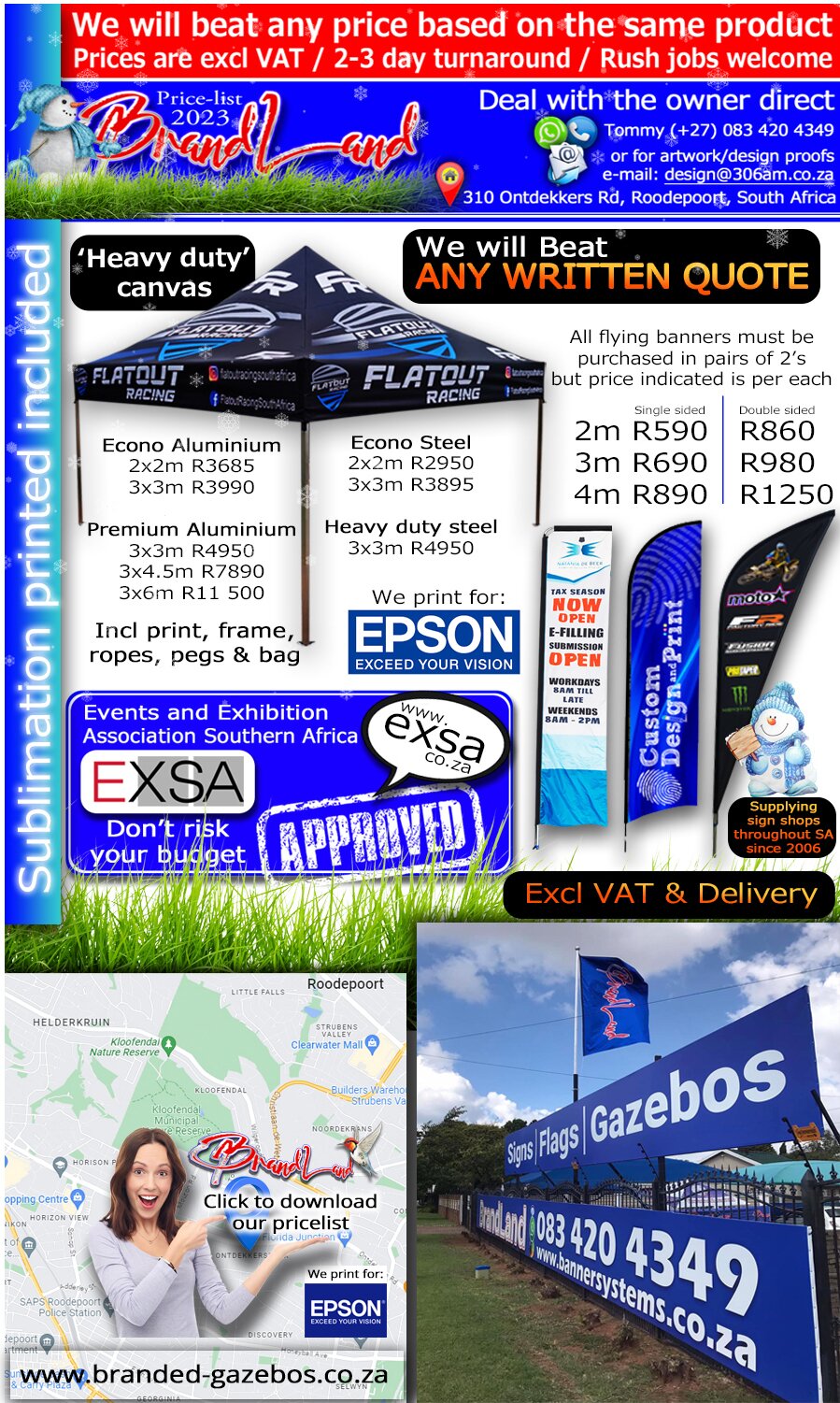 Buy direct from the flag and banner and branded gazebo printing factory